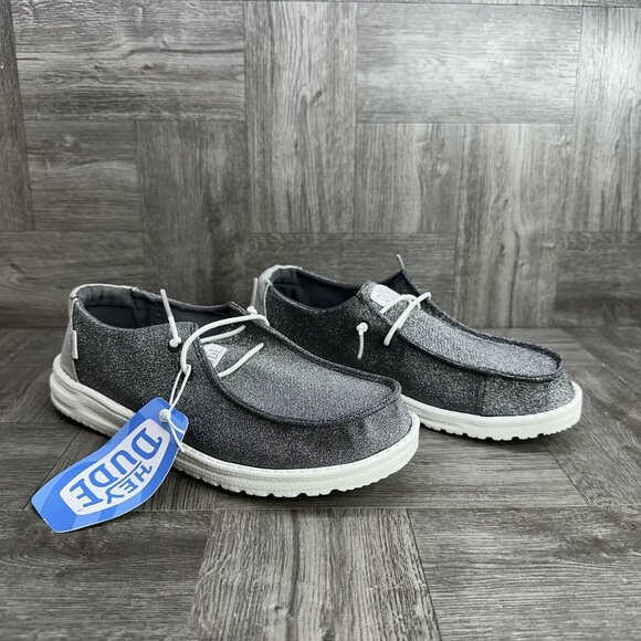 Hey Dude Wendy Metallic Sparkle Women's size 6 Grey Slip On Shoes - Picture 5 of 8